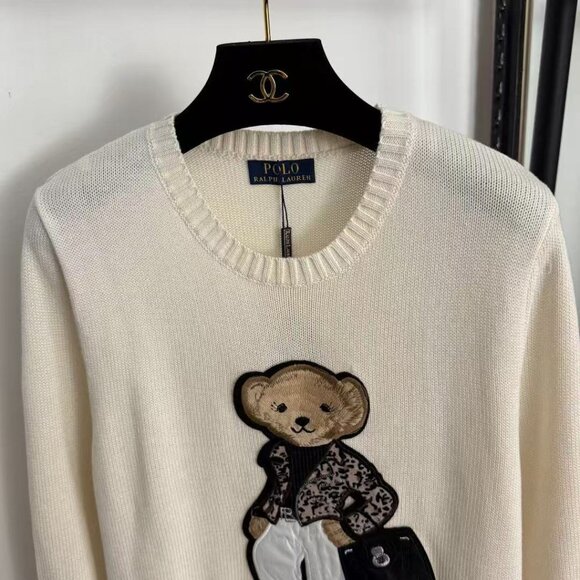 Polo Ralph Lauren Leopard bear pattern apricot sweatere - Picture 3 of 7